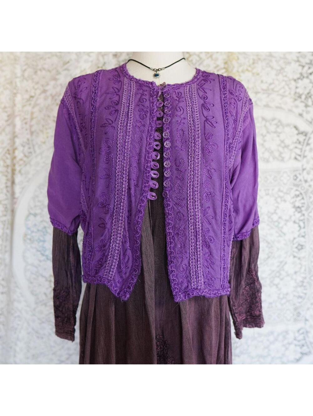 Vintage Whimsigoth Embroidered Blouse Short Sleeve Top Witchy Romantic Dopamine